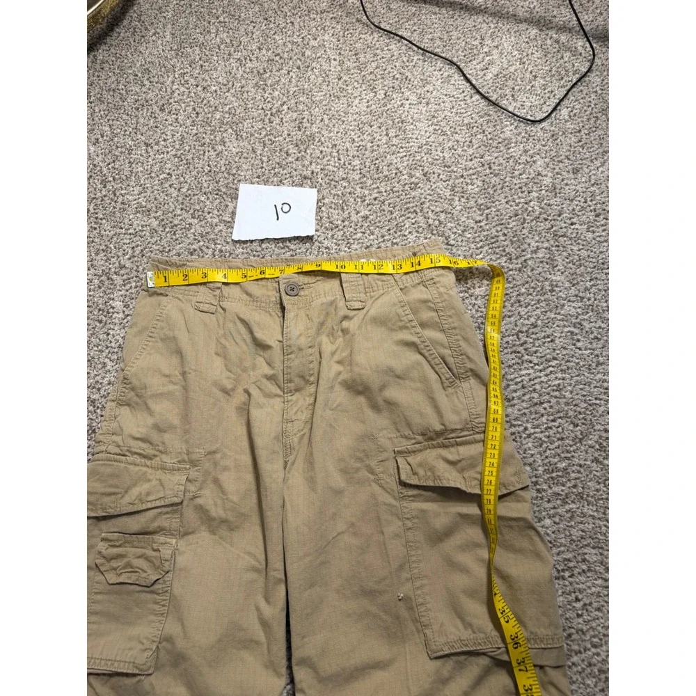 Nautica Jeans Co Mens Khaki Tan Ripstop Cargo Shorts Size 30 Cotton Utility
